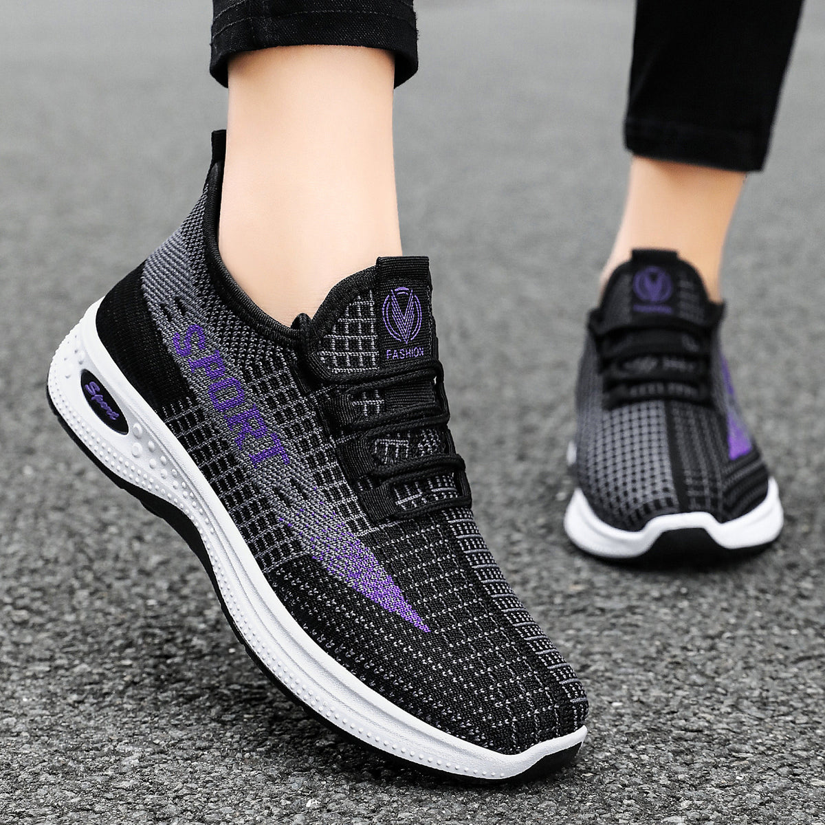 Sports Shoes for Women, Summer New Breathable Mesh Shoes, Fly-Knit Soft-Soled Running Shoes, Comfortable and Not Tiring for Feet, Casual Women's Shoes