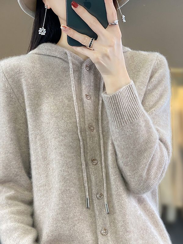 Autumn and winter New hooded cardigan long-sleeved women's hoodie Western style all-match sweater loose outer wear undershirt