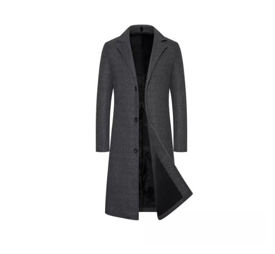 Foreign Trade Cross-border Autumn and Winter Men's Woolen Coat Lengthen Thickened Single-breasted Coat Men's Trendy Coat