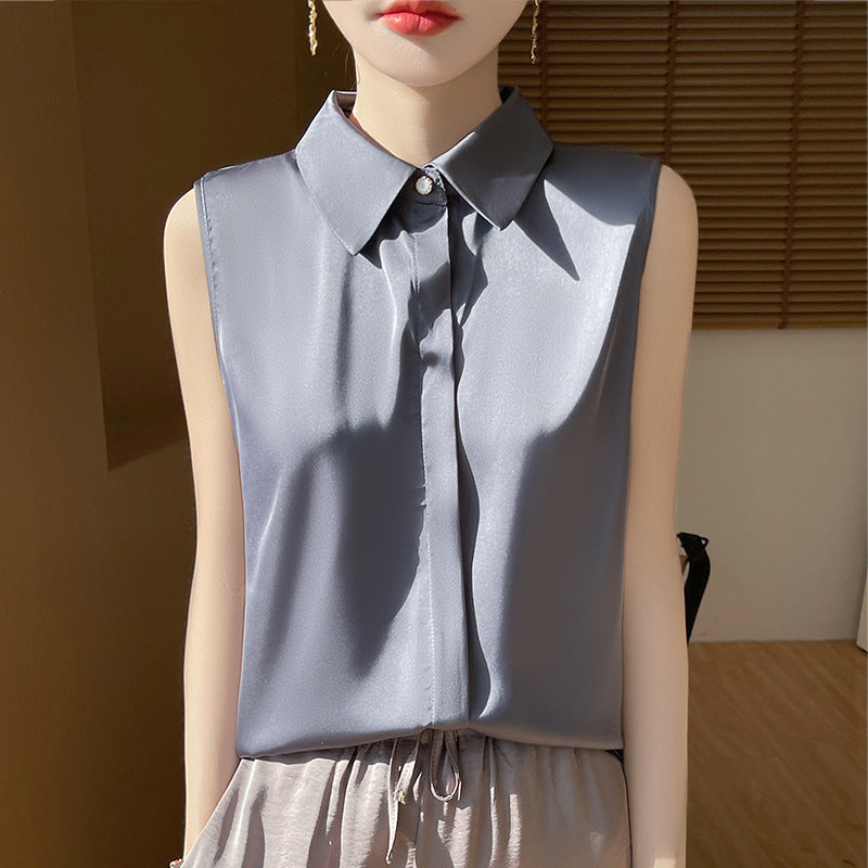 Wholesale New Summer Thin Sleeveless Women's Shirts Anti-Wrinkle Draped Women's Inner Shirts with Suit Tops Women's Clothing