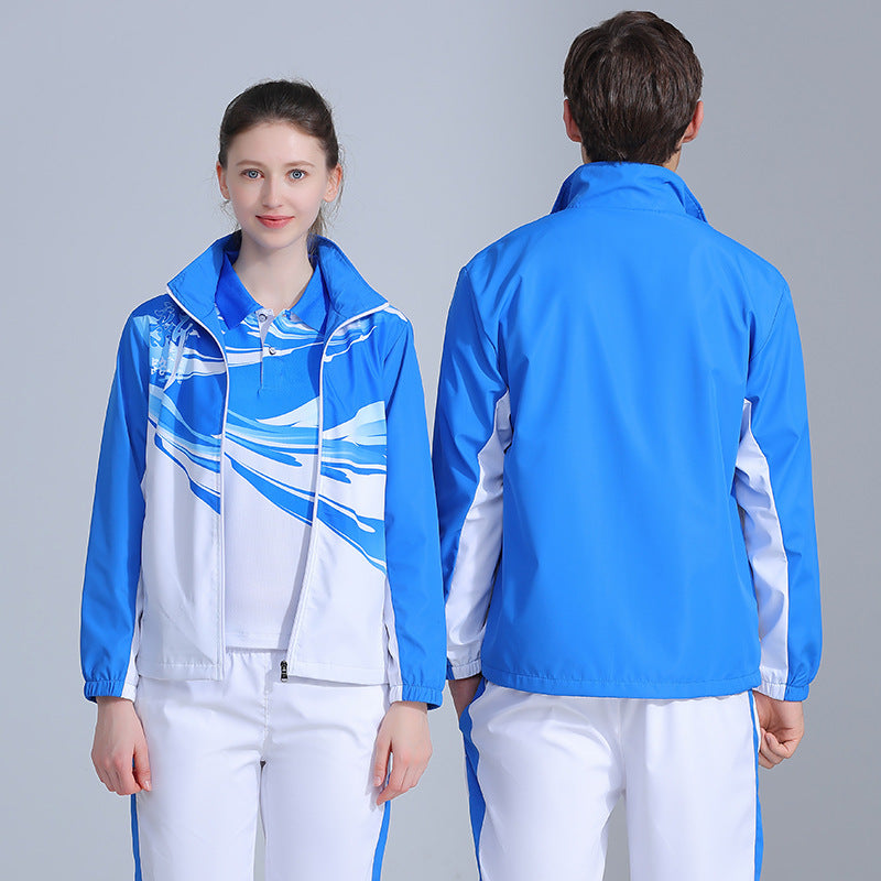 Sports windbreaker men and women students long sleeve custom sportswear wholesale sports class clothes group clothes coat logo printing