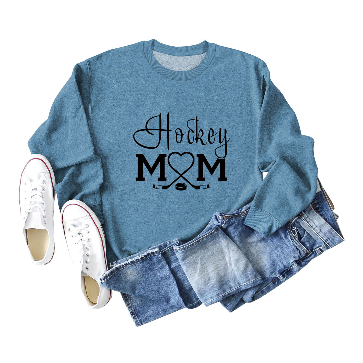 Amazon Wish Independent Station Fashionable Simple Hockey Mom Letter Fun Printed Women's Casual Sweatshirt