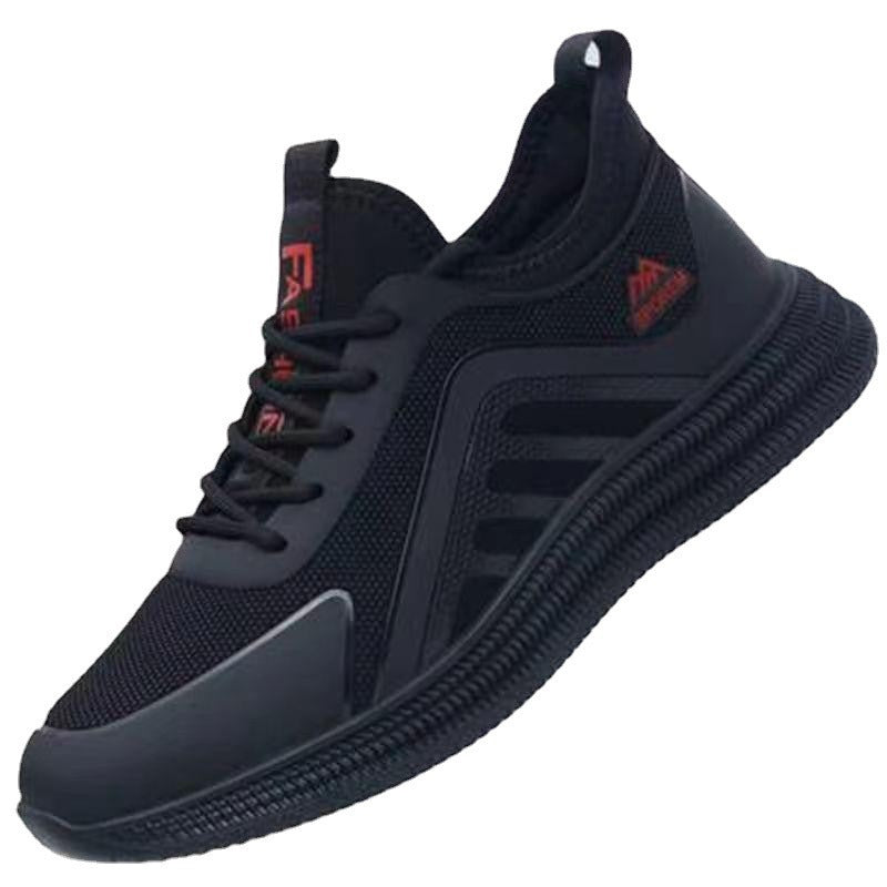 Cross-Border  Sports Shoes, Breathable and Trendy Korean Casual Shoes, Student Running Shoes, Soft Sole Black Versatile Shoes for Men