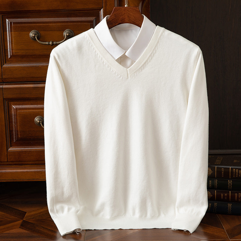 Men's Sweater Autumn/Winter V-Neck Knitted Loose Plus Size Cross-Border Sweater Men's Warm Knitted Base Layer