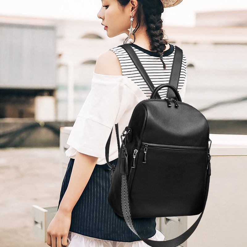 Genuine Leather Backpack for Women 2025 New Model Large Capacity Student School Bag with Multiple Pockets Urban Simple Versatile