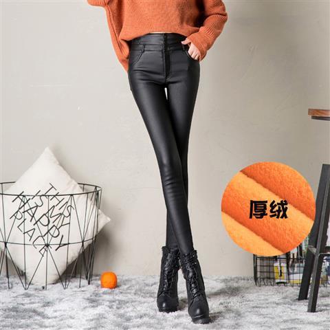 Matte Leather Pants for Women 2025 New High-Waisted Winter Fleece-Lined Thickeneded Outer Leggings Frosted Pu Imitation Leather Matte