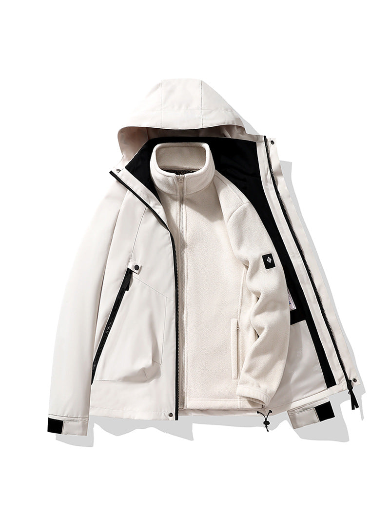 Jacket for Autumn and Winter, 25 Styles of Warm Coats, Windproof and Waterproof Outdoor Jackets, Detachable Two-Piece Set, Couple's Hiking Clothing
