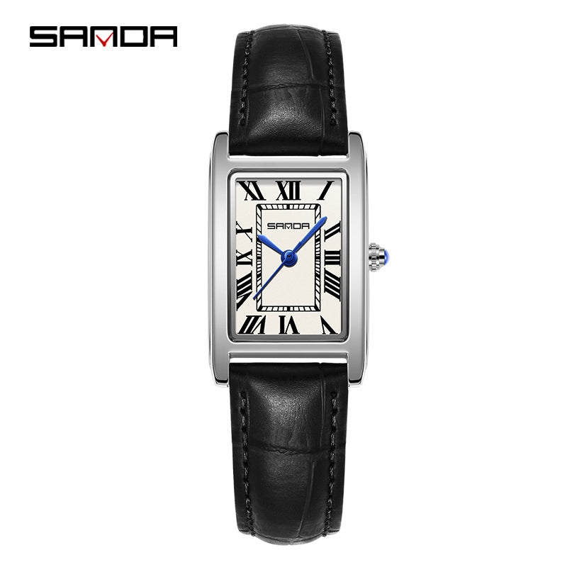 Sanda Live Hot Couple Watch Vintage Square Quartz Watch Waterproof Roman Scale Men's and Women's Watches