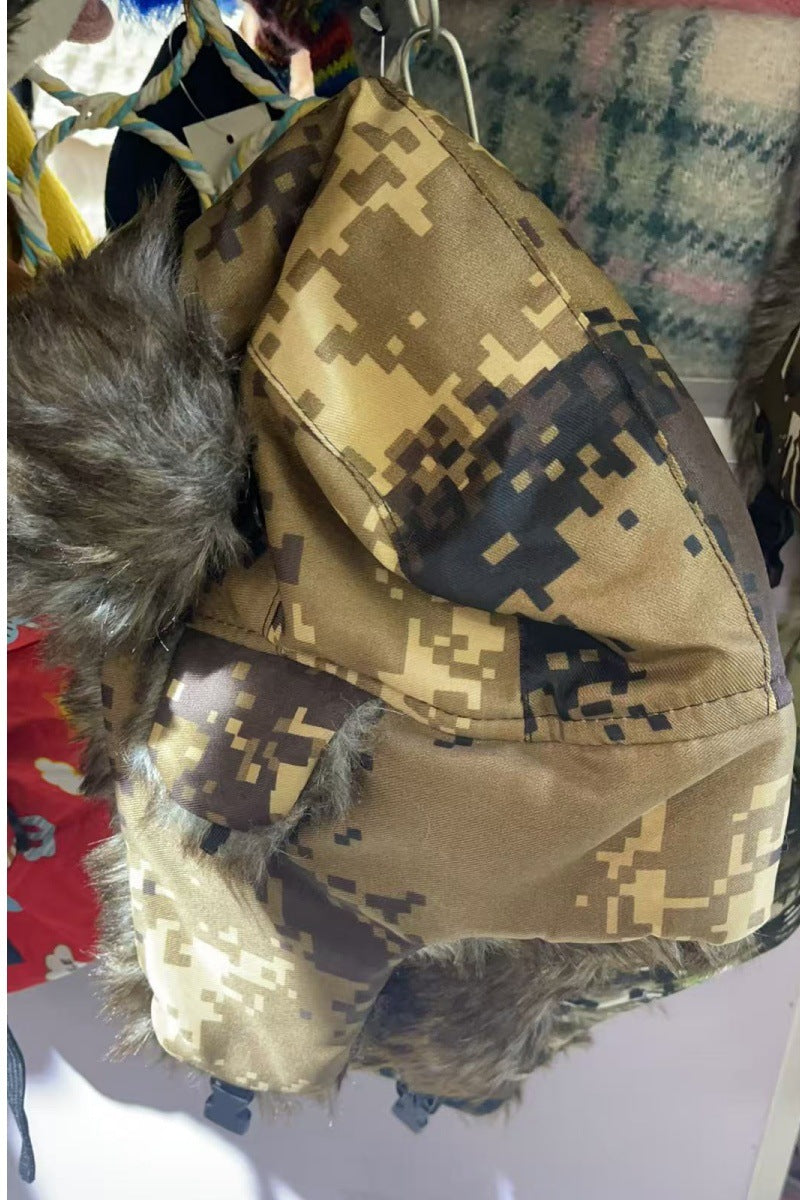 Autumn and Winter Camouflage Lei Feng Hats for Men and Women, Outdoor Cycling Windproof and Cold-Proof Ski Hats, Thickened Ear Protection Hats, Cross-Border