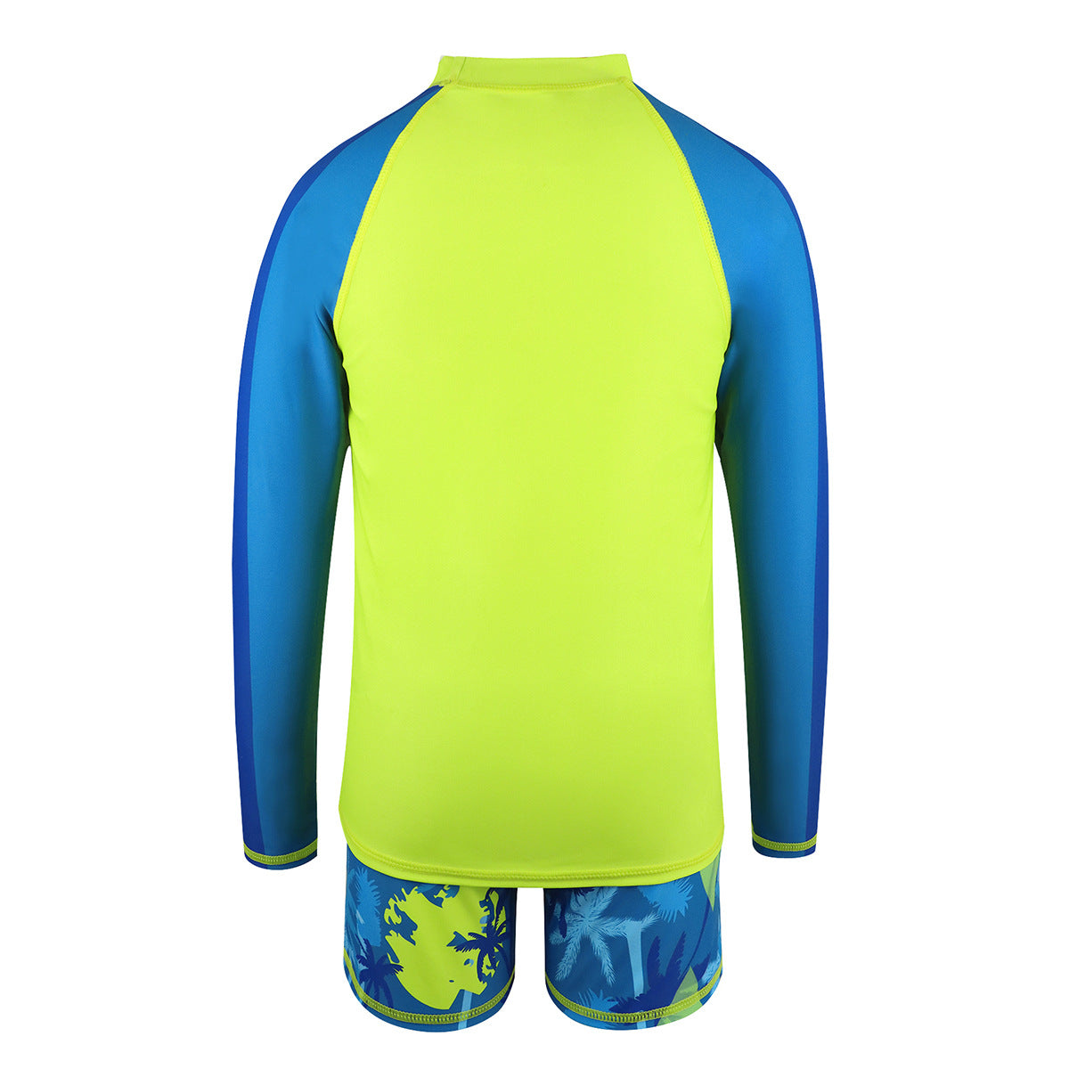 Children's Swimwear Boy's Long Sleeve Split Swimwear 2025 New Coconut Tree Print Shorts Sunscreen Boy's Swimwear