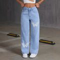 Womanjeans Cross-Border Y2K Rhinestone Butterfly Jeans Spring and Autumn Straight Slim Long Pants for Women with Rhinestone Decoration