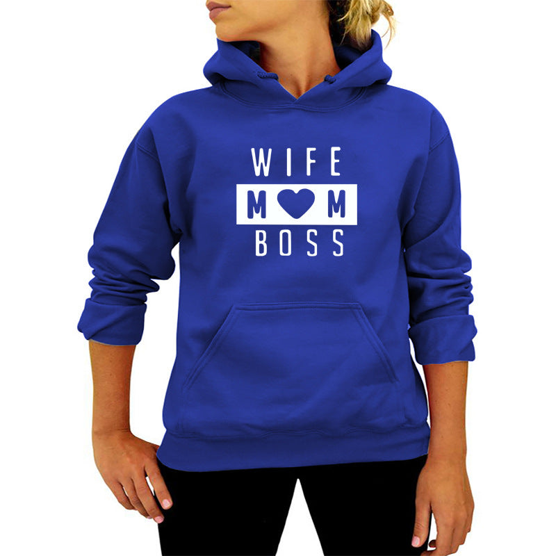 AliExpress Amazon ebay/wish cross-border WIFE MOM letter printed hooded vests in Europe and America in autumn and winter
