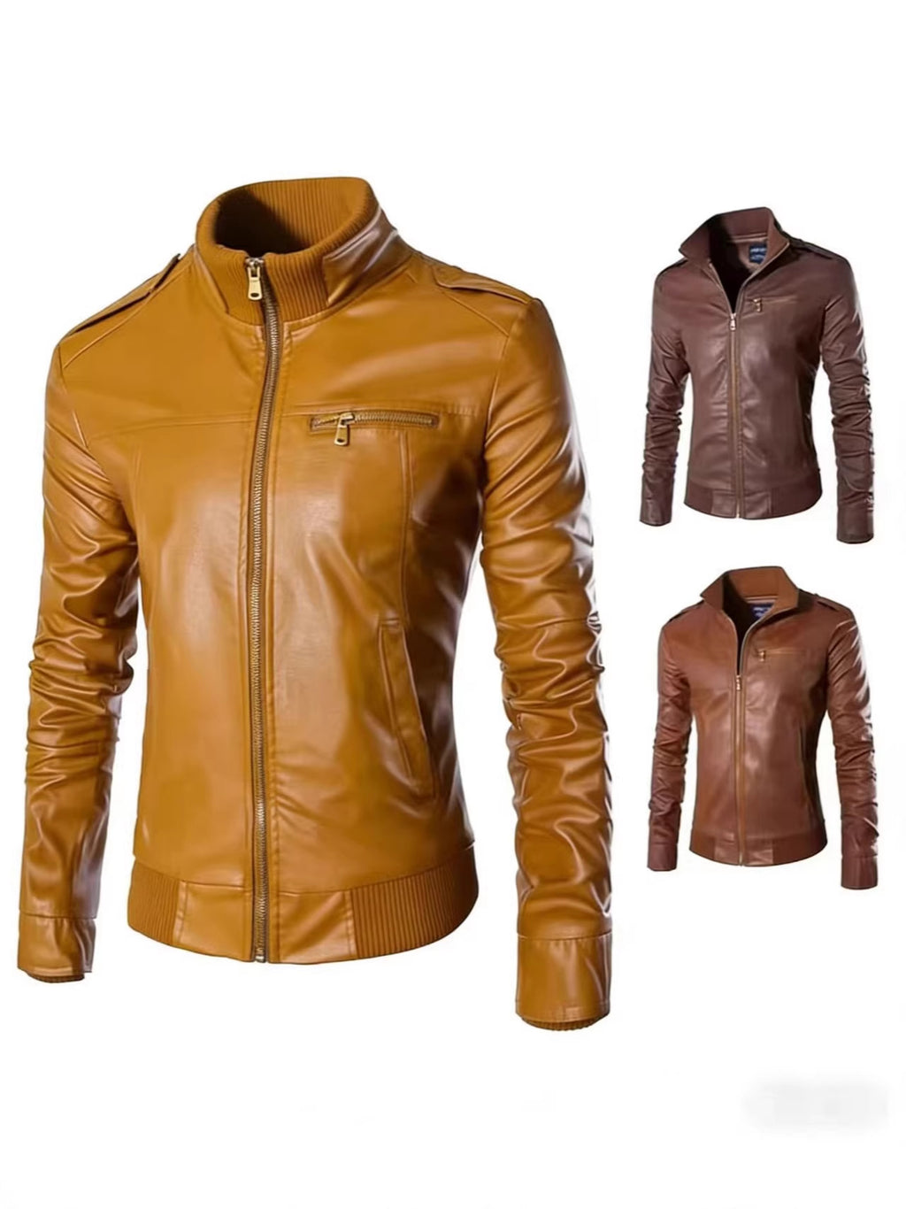 Wholesale Men's Motorcycle Leather Jackets for Foreign Trade, 2023 Spring, Autumn, and Winter New Leather Coats, Korean Style Slim-Fit Men's Leather Jackets