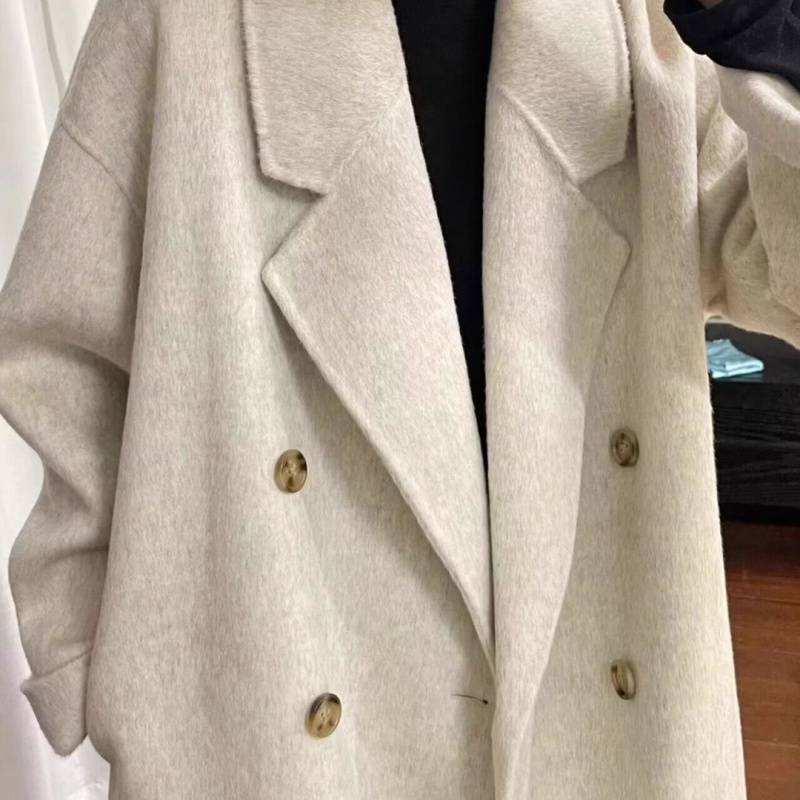 Down Jacket with Wool Lining, Women's Mid-Length Woolen Coat, 2025 Autumn and Winter New Long Woolen Coat for Petite Women