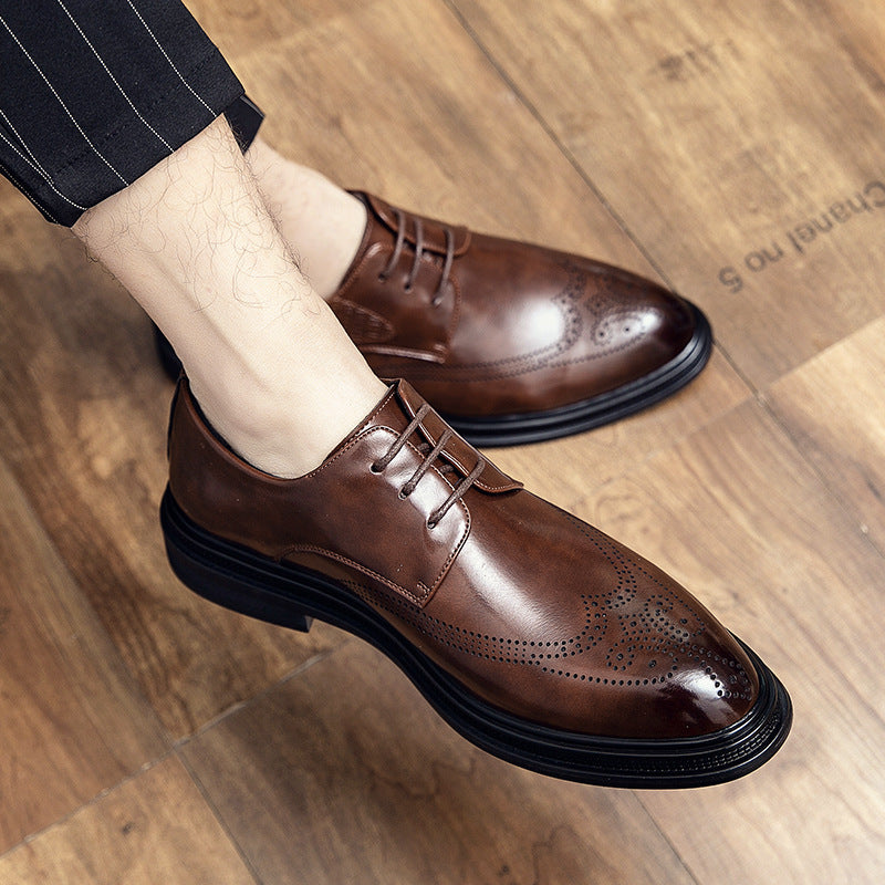 Brock Black Men's Shoes Soft Sole Soft Leather British Men's Formal Business Casual Small Leather Shoes Groom and Best Man Leather Shoes