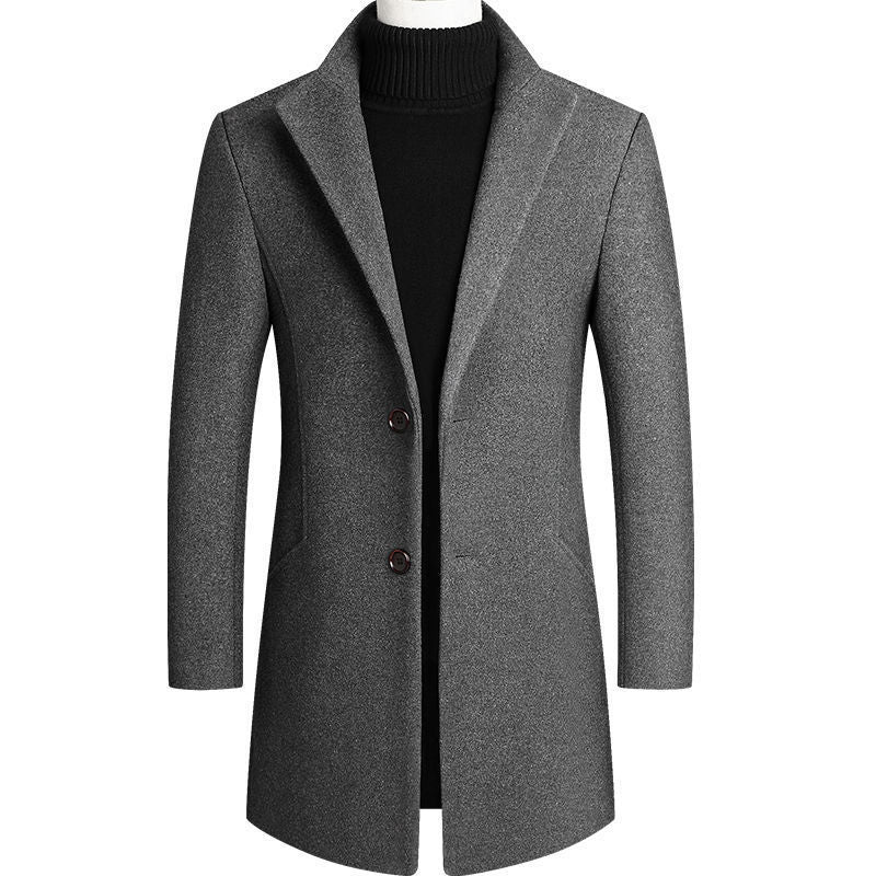 2024 Autumn and Winter Men's Woolen Coat Long Windbreaker cotton and thickening Men's Coat Dragon and Phoenix Men's Jacket