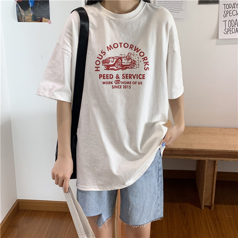 Summer Korean Style Loose Short-Sleeved T-Shirt for Women Korean Style New Bf Style Large Size Top Couple Bottoming Shirt Dropshipping
