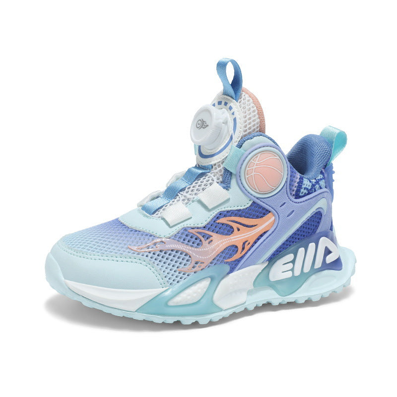 Children's Basketball Shoes 2026 Spring New Boys' Mesh Breathable Sports Shoes for Older Kids Practical Shock-Absorbing Running Shoes