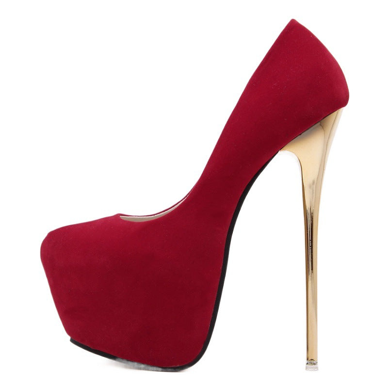Heels cross-border stiletto heel platform black high Heels red single-layer shoes women's thick bottom shallow mouth foreign trade plus size women's shoes