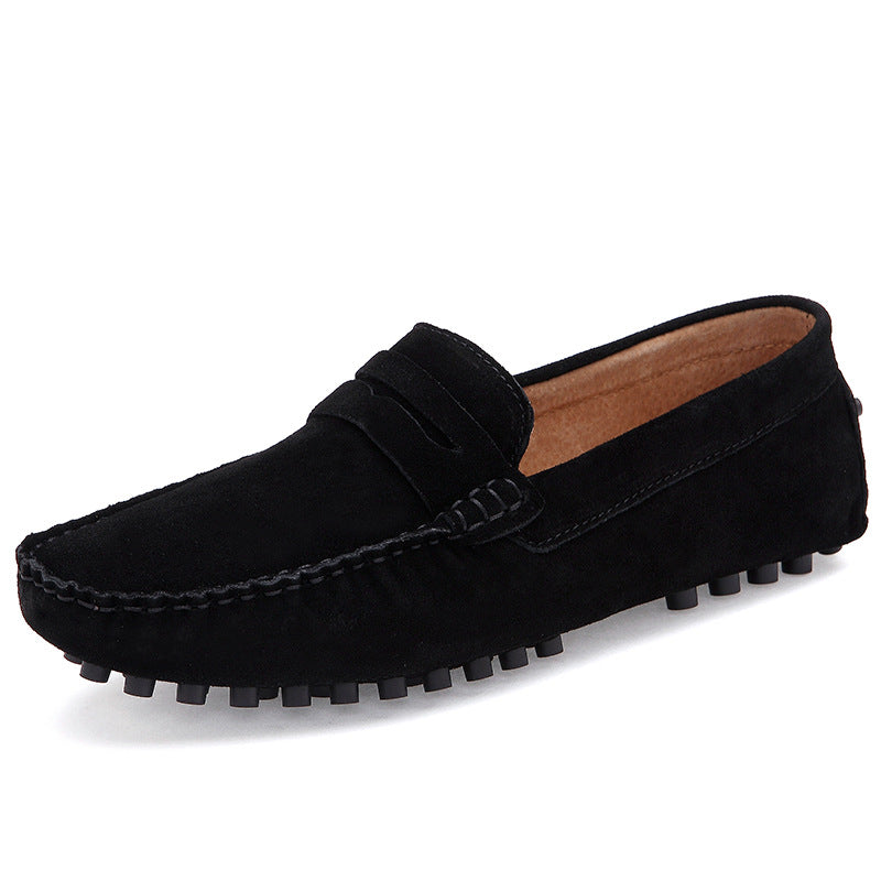 Large size cross-border live selling bean shoes men's leather frosted loafers one-step British men's casual shoes
