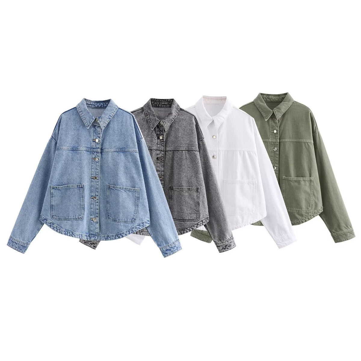 Aliexpress Exclusive New Women's Fashion Versatile Turn-Down Collar Single-Breasted Pocket Denim Shirt-Style Jacket