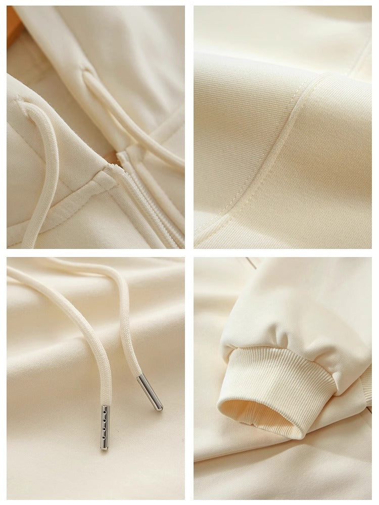 Early Spring Short Hooded Sweatshirt Jacket for Petite Women, Spring Outfit 2026 New Style, Regular Shoulder Cardigan for Spring and Autumn