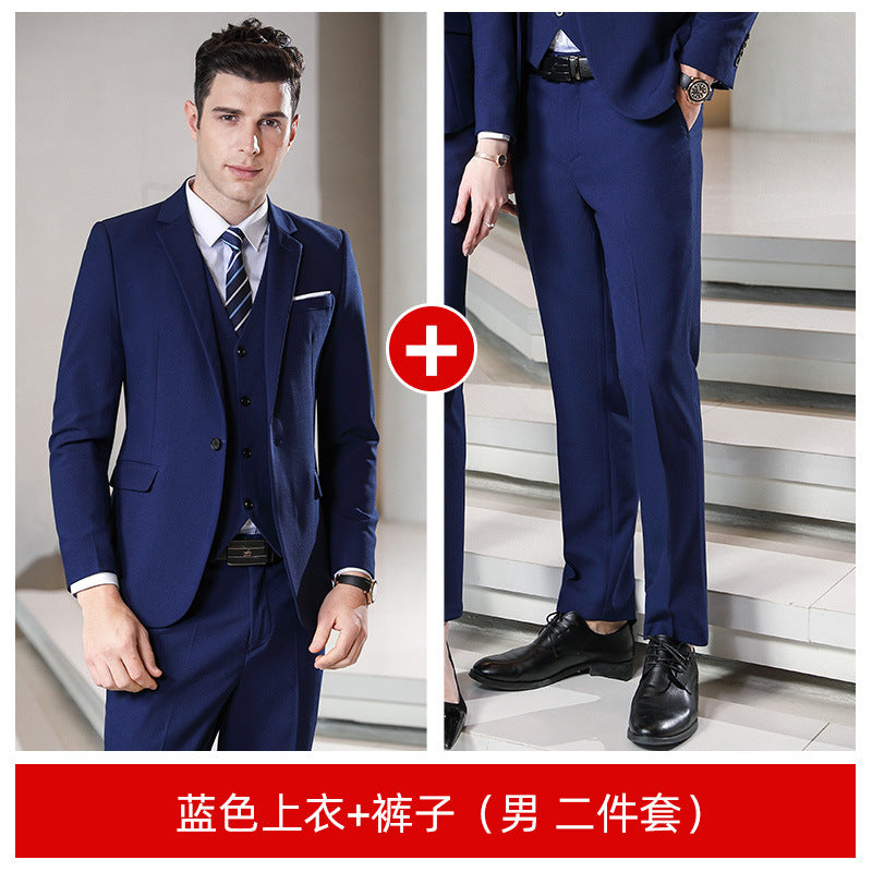 Stretch sapphire blue men's and women's professional suits suit light formal real estate insurance sales autumn and winter teachers' work clothes