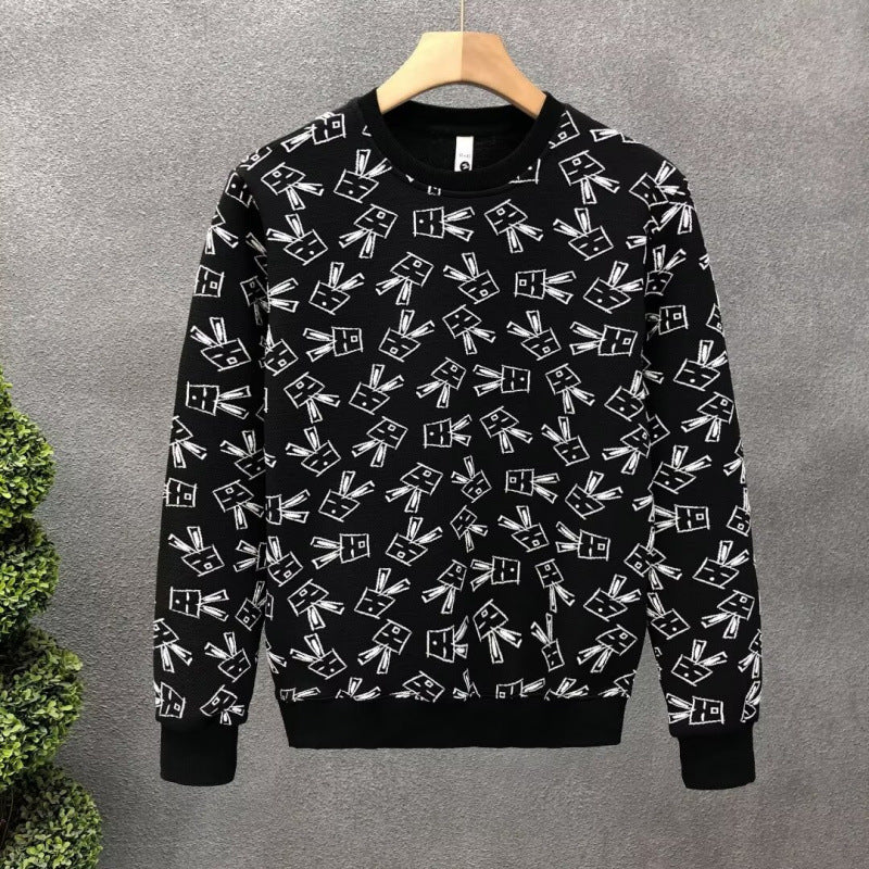 Printed Autum and Winter Sweatshirts for Spring and Autum, Korean Style New Round Neck Loose Tops, Hong Kong Style Trendyy New Styles for Men
