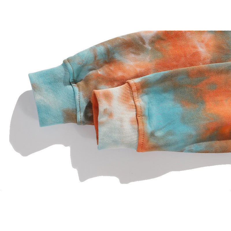 European and American Street Fashion Brand Couple's Loose-Fitting Hooded Sweatshirt, Unisex Long-Sleeve Tie-Dye Hoodie, Ins-Style Hip-Hop Jacket for Couples