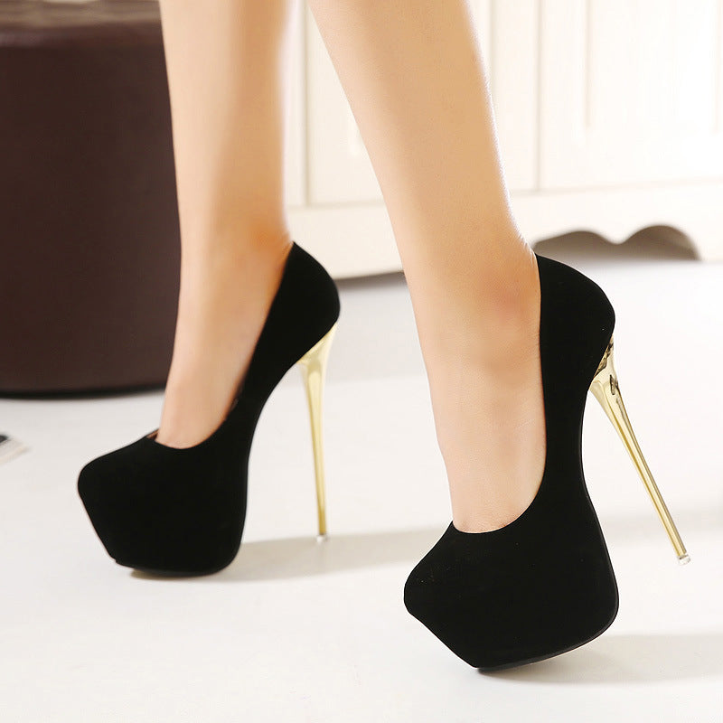 Heels cross-border stiletto heel platform black high Heels red single-layer shoes women's thick bottom shallow mouth foreign trade plus size women's shoes