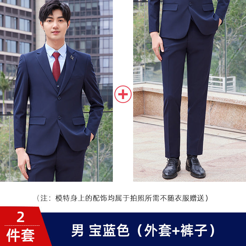 Two-button color spinning four-sided elastic treasure blue teacher suit suit men's and women's same style professional attire 4S shop suit wholesale