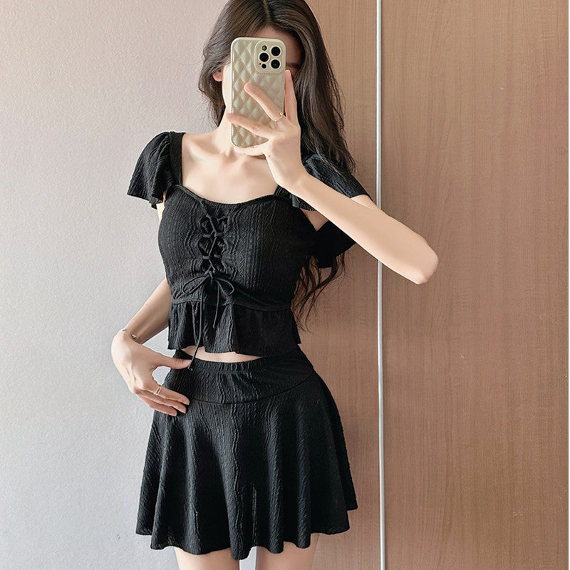2026 New Summer Swimsuit for Women, Two-Piece Skirt Style with Shorts, Fresh and Youthful, Suitable for Students, Swimwear for Hot Springs