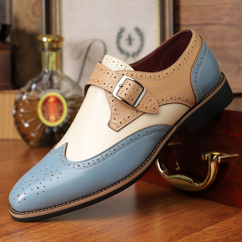 Spring and Summer Men's Business Formal Casual Leather Shoes Brogue Carved Leather Shoes Large Size Fashionable Versatile Men's Shoes 503
