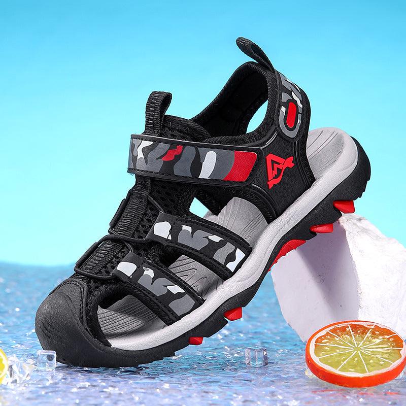 Children's sandals summer breathable wear-resistant baotou sandals boys soft-soled non-slip outdoor beach shoes cross-border wholesale