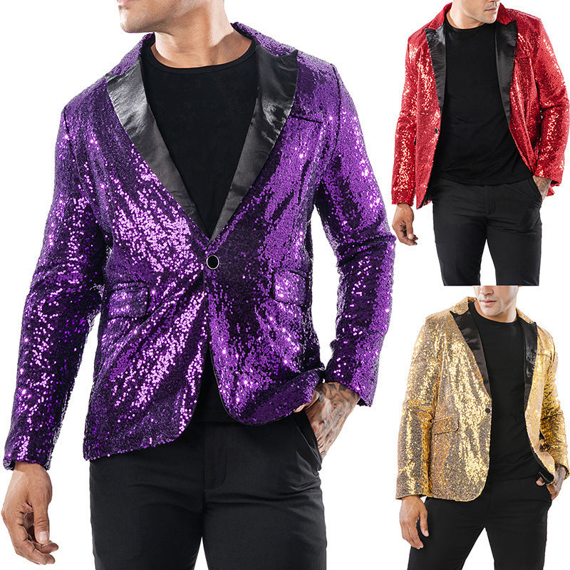 European and American Performance Suits, Gold Sequin Suits, Korean Suits, Nightclub Men's Clothing, Host Emcee Studio Jackets