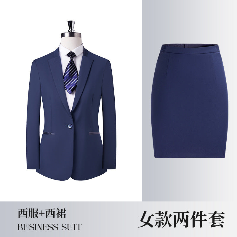 Gray Business Attire for Men and Women, Autumn and Winter Slim Business Bamboo Pattern Suit, Women's Trousers and Vest