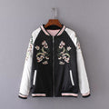 Long-term Spot Jacket Coat European and American Women's Flower Embroidered Jacket Two-sided Baseball Suit Women's Satin Jacket