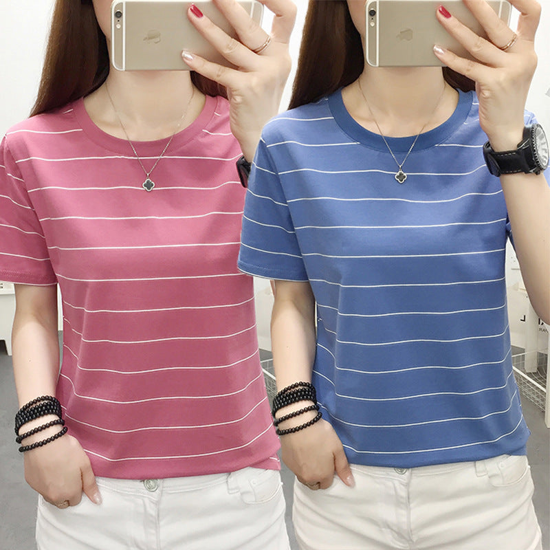 Middle-Aged Mom's Loose-Fitting Large-Size Pure Cotton Short-Sleeve T-Shirt for Women, Casual Irregular Top