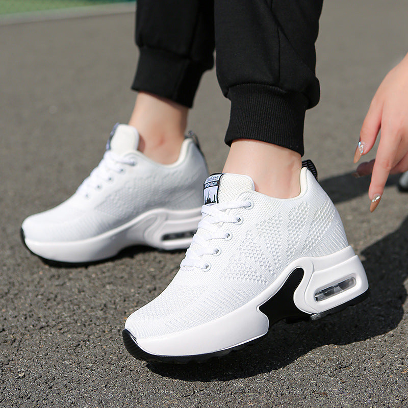 Women's Height-Increasing Shoes Spring 2025 New Single Shoes Thick-Soled Travel Shoes Black Versatile Summer Casual Sports Shoes for Women
