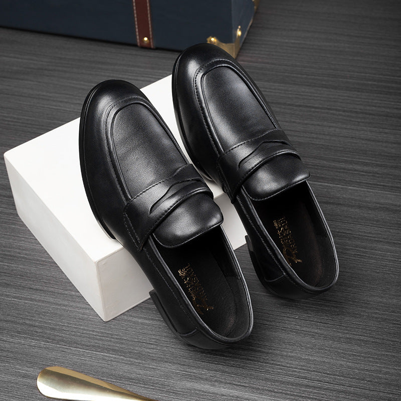 Top layer cowhide men's shoes business casual men's leather shoes summer formal wear soft bottom breathable slip-on loafers