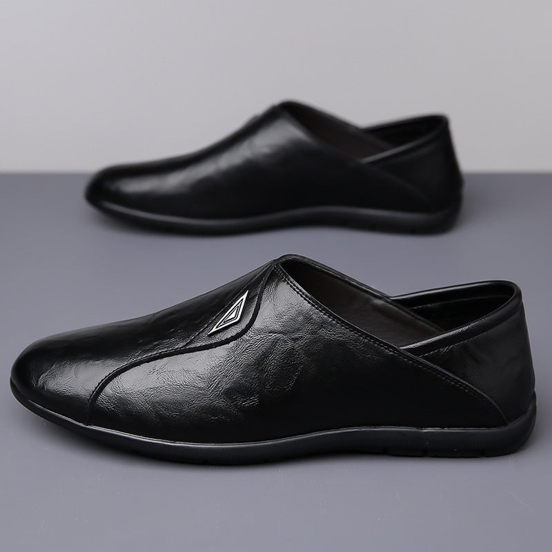 2025 New Casual Loafers Leather Shoes Men's Autumn Genuine Leather Breathable Business Formal Men's Shoes Soft Sole Beanie Shoes