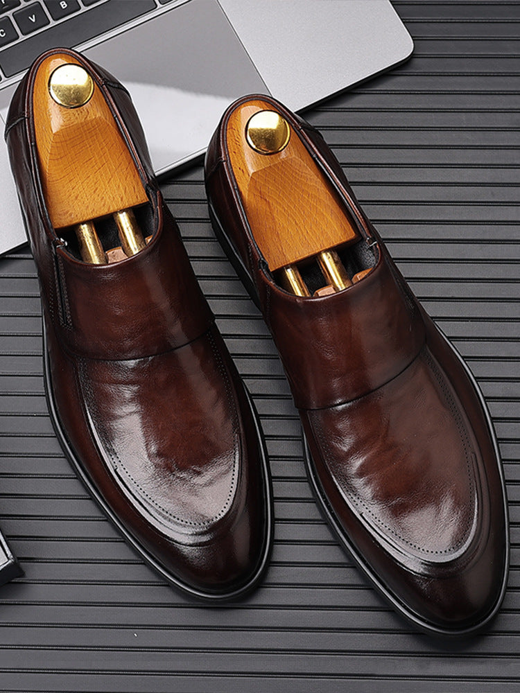 Parmate men's shoes leather shoes Nanqing high-end genuine goods soft leather British men's loafers 1368 Super sister business shoes