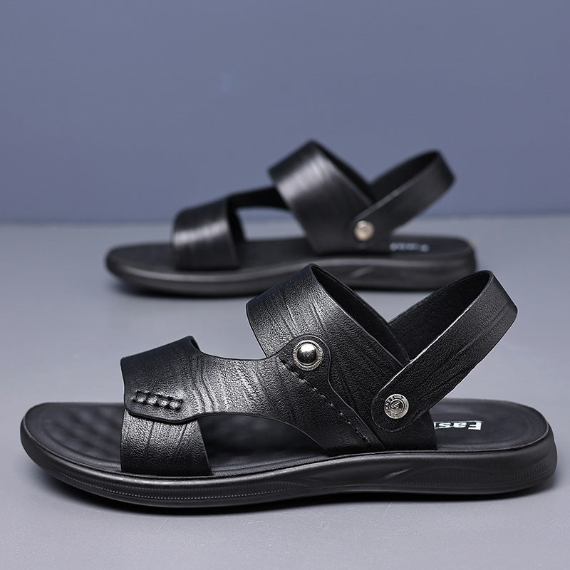 Sandals men's new men's outdoor beach shoes two wear soft sole factory direct sales a generation of leather sandals men