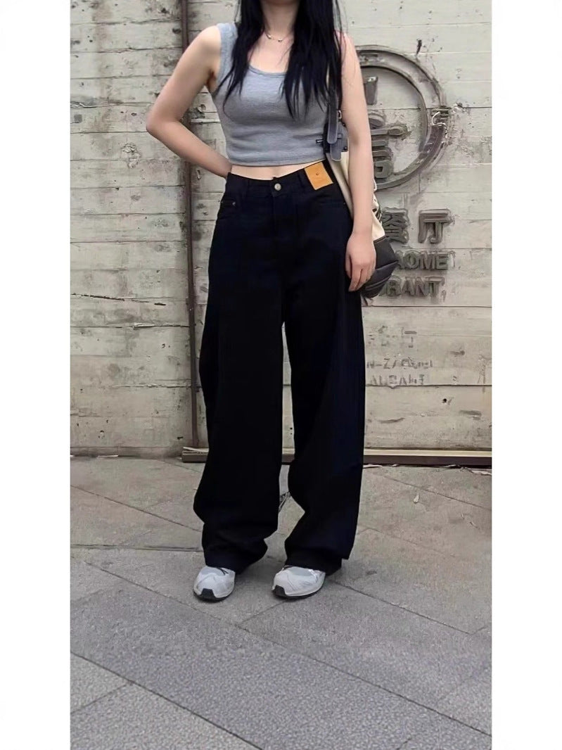 Wide-Leg Jeans for Women, Spring/Summer 2025 New Thin Style, Retro Slim-Fit Design, Straight-Leg Pants