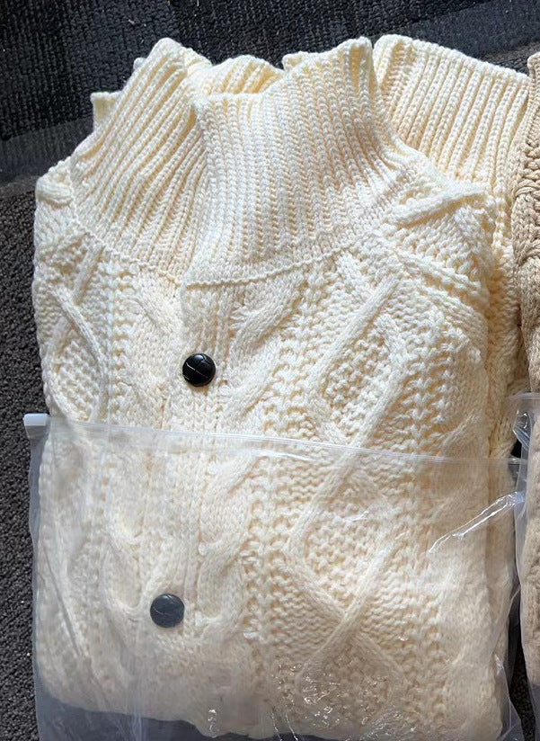 2024 New Men's Sweater Independent Station Cardigan Heavy Wear Long Sleeve Stand Collar Cable Jacquard Casual Men's Wear