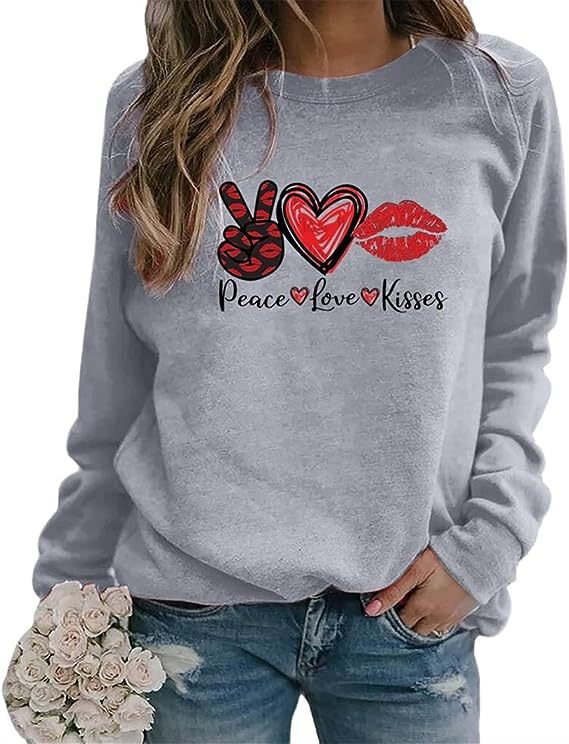 European and American foreign trade peace love kisses scissors hand love printing round neck sweater women's jacket coat