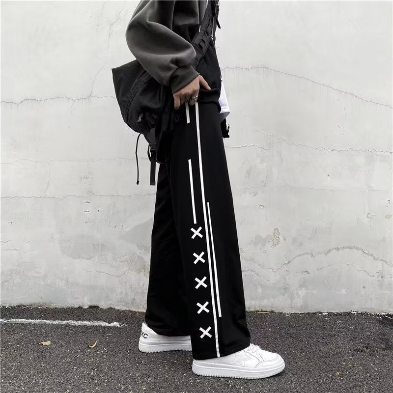 Youth Popular Sports Pants Trousers Trendy Spring Striped Fashion Trendy Brand Casual Pants New Men's Straight Trendy