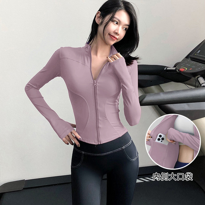Fitness Training Yoga Clothes for Women, Spring Long-Sleeved, High-Elastic, Quick-Drying, Breathable Sports Jackets, Tight-Fitting, Slimming Fitness Clothes