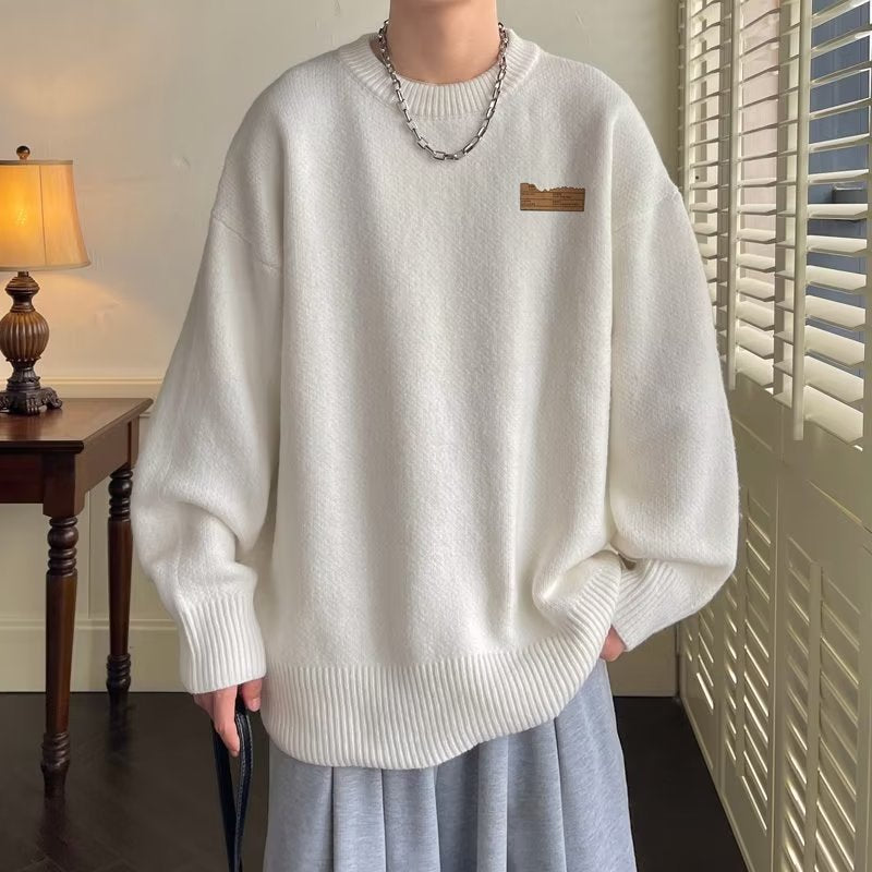 2023 sweater men's winter lazy pullover sweater fashion brand loose bottoming sweater coat casual all-matching