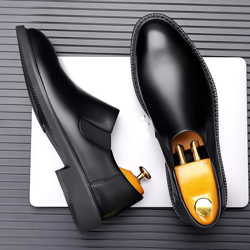 Live Explosions Men's Business British Casual Leather Shoes Chelsea Dress Pointed Loafers Lazy Shoes Slip-on
